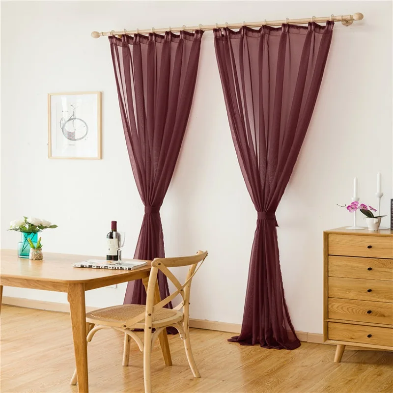 Черные однотонные тюль занавески для гостиной модные прозрачные ткань