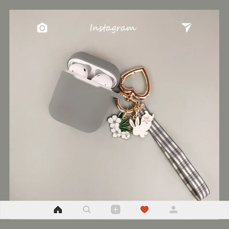 Супер милый мультяшный кролик брелок с цветами для Apple Airpods силиконовый чехол