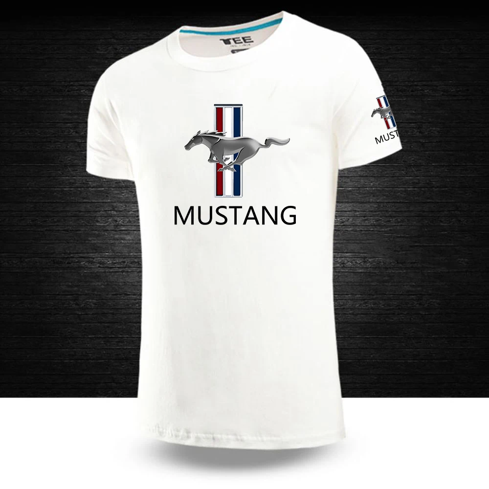 

2021 Mustang Summer Fashion Male Tops Casual Short Sleeves Solid Color Cotton Round neck Hip Hop T shirts Sport Tops