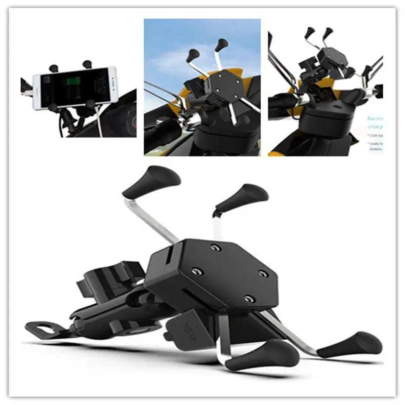 Универсальный руль мотоцикла + зеркало заднего вида держатель мобильного