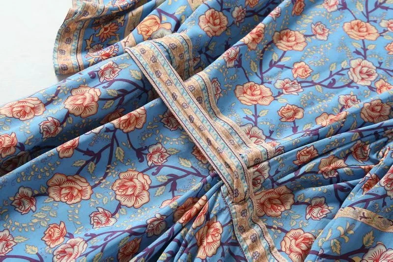 В винтажном стиле Женские туфли с цветочным принтом и короткими рукавами поясом