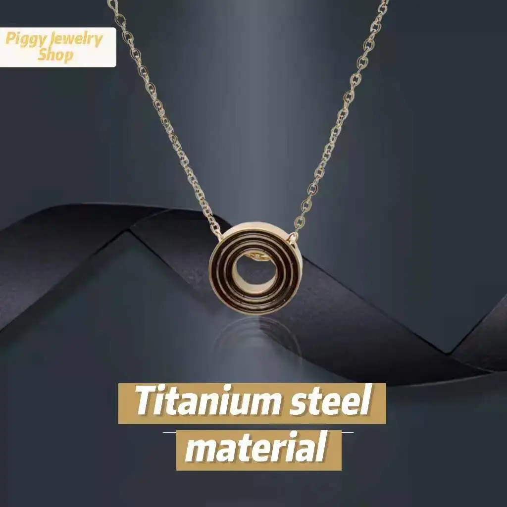 

Titanium Steel Fashion Roman Necklace Simple Rose Gold Three-layer Ring Design Pendant Lady Jewelry Valentine's Day Gift