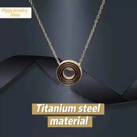 titanium steel fashion roman necklace simple rose gold three layer ring design pendant lady jewelry valentines day gift