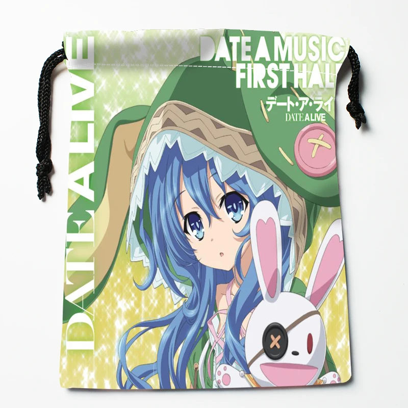 Новое поступление Аниме Сумка на шнурке Date A Live с принтом 18x22 см Мягкая атласная