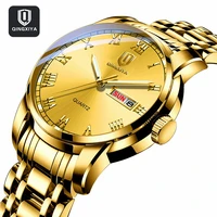 qingxiya watch for men top brand luxury men quartz wristwatches gold stainless steel waterproof business casual men watch 6018