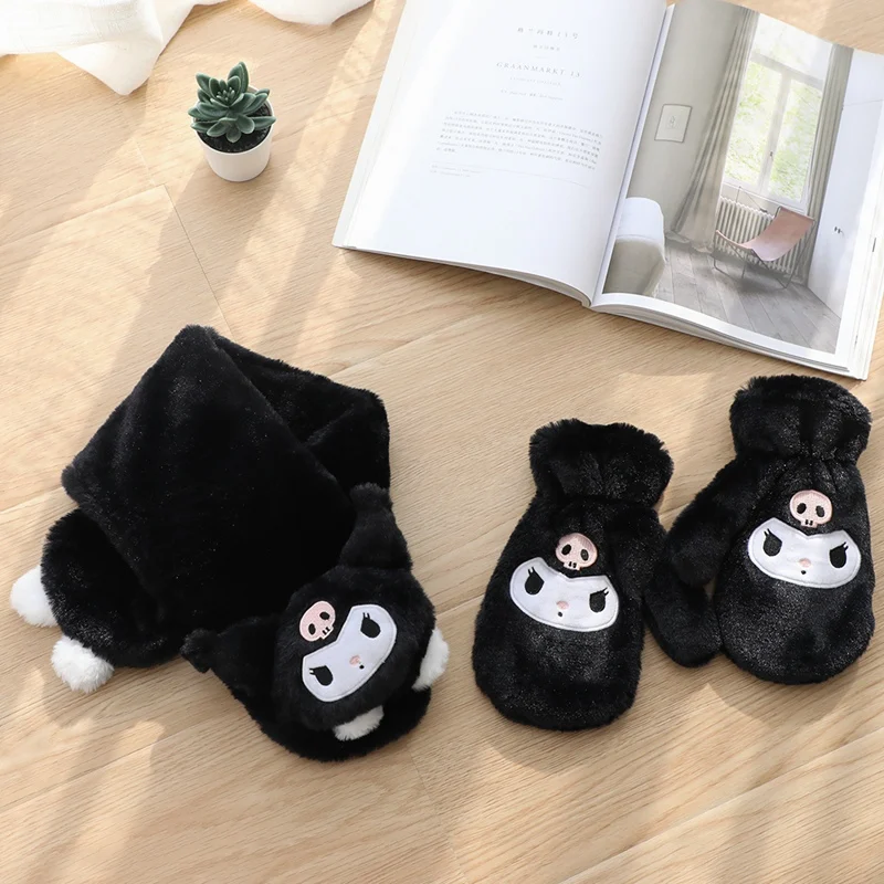 

Перчатки Kuromi плюшевые снуд кукла кавайная аниме мягкая игрушка милое животное зимнее украшение Рождественский подарок для девочки