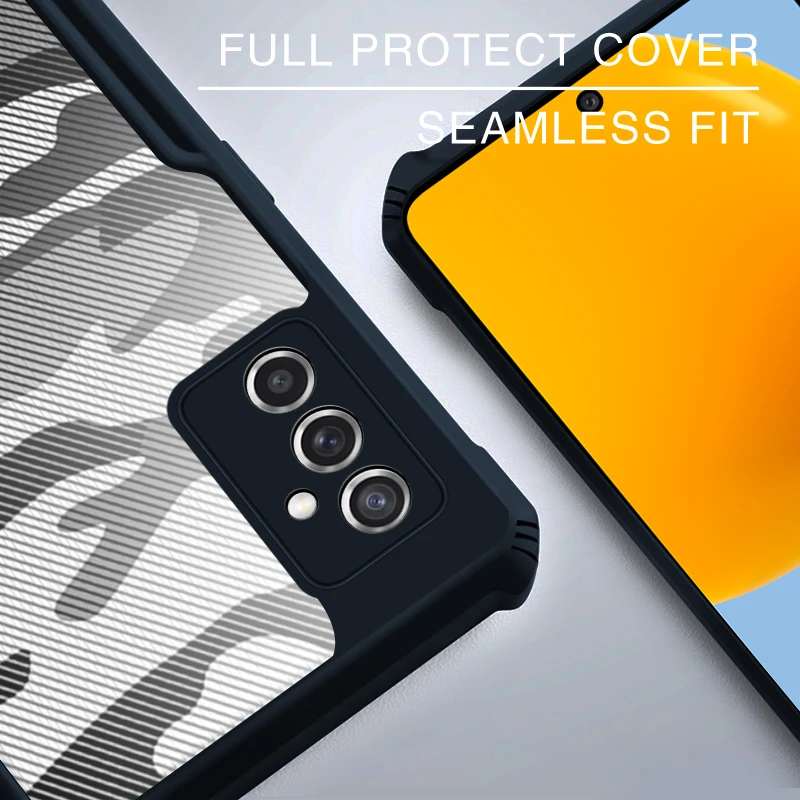 rzants for samsung galaxy m52 5g case hard camouflage cover tpu frame bumper half clear phone shell free global shipping