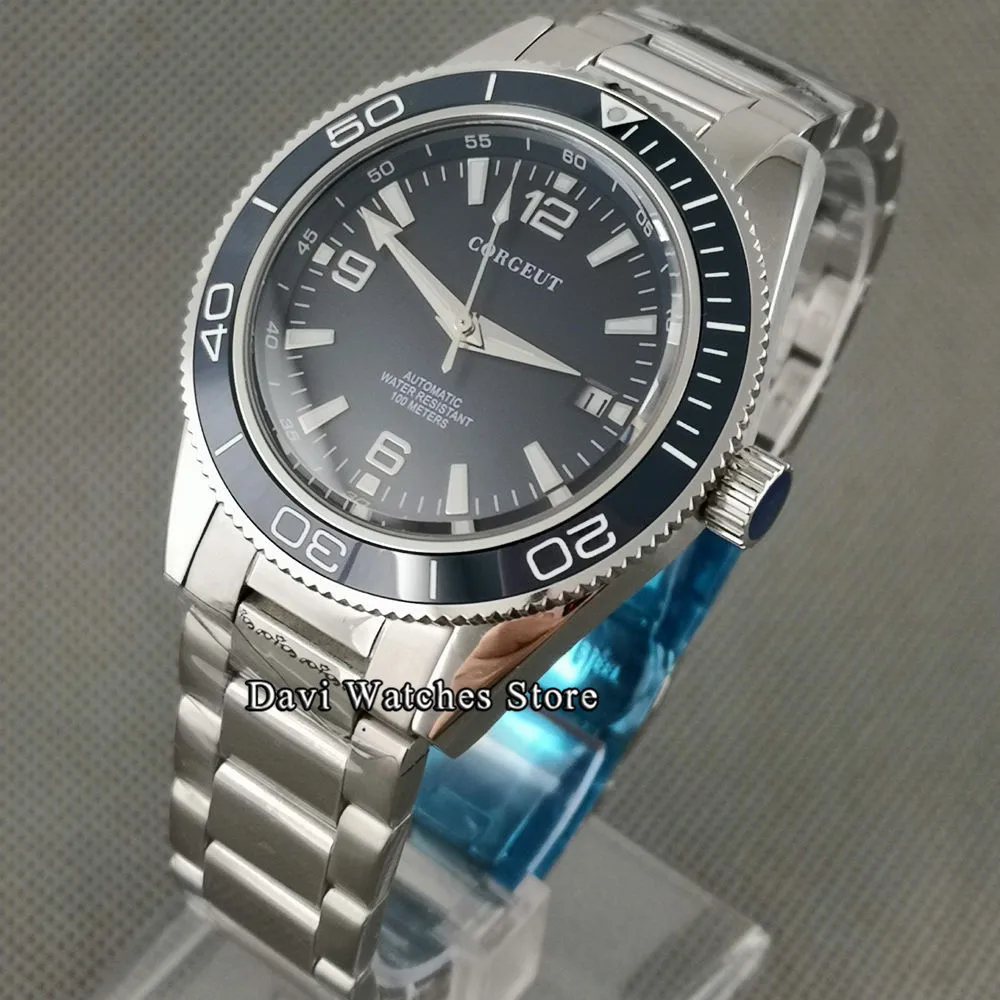 Мужские наручные часы с синим циферблатом и сапфировым стеклом 41 мм | Наручные