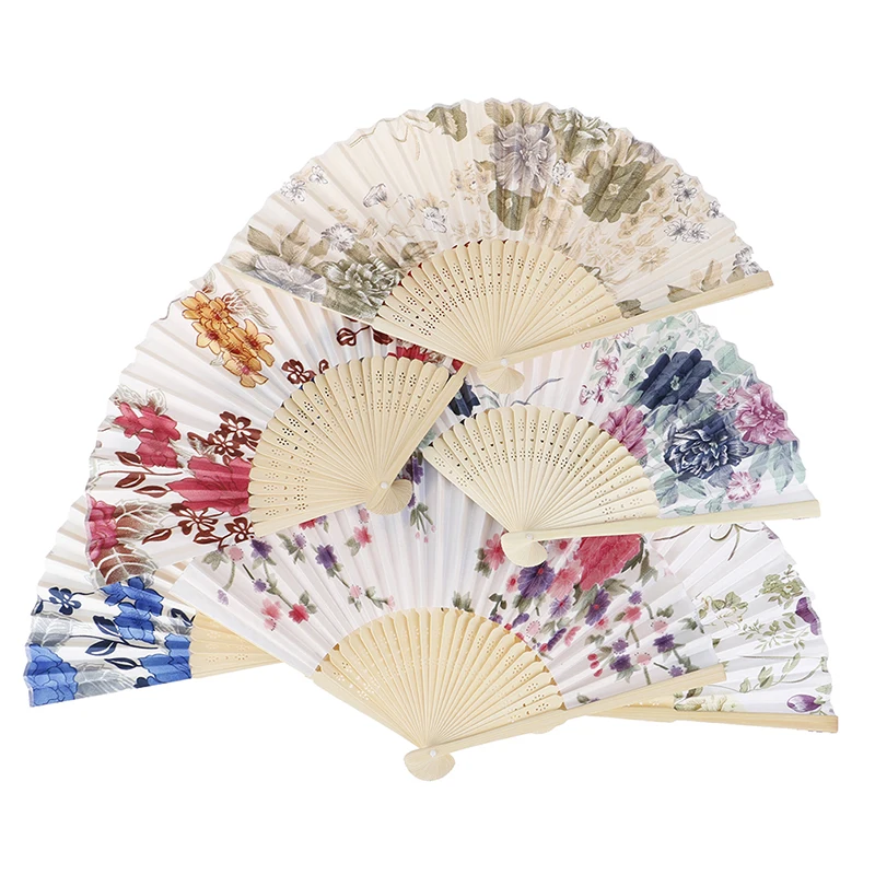 

Chinese Japanese Style Silk Fan Folding Fan Wedding Art Gifts Dance Hand Fan Vintage Bamboo Folding Hand Held Flower Fans