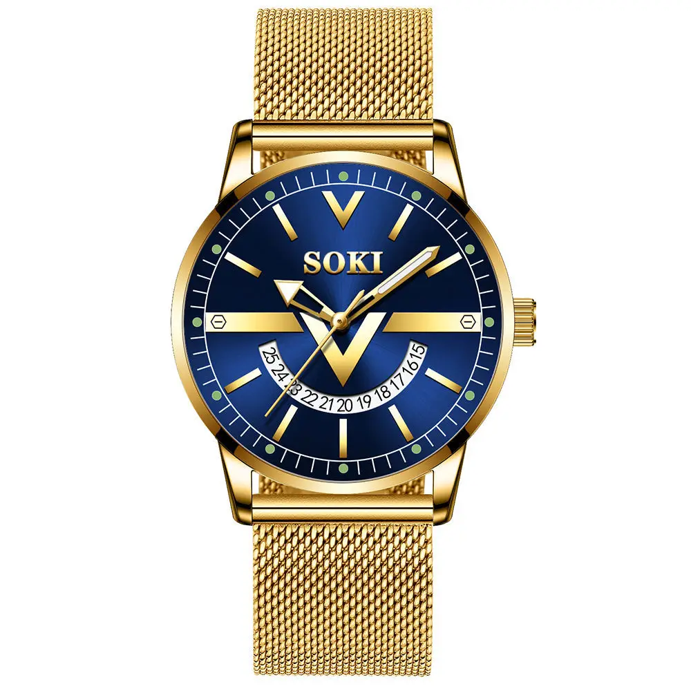 

SOKI Fashion Mens Watches Top Brand Luxury WristWatch Quartz Clock Blue Watch Men Waterproof Sport Chronograph Relogio Masculino