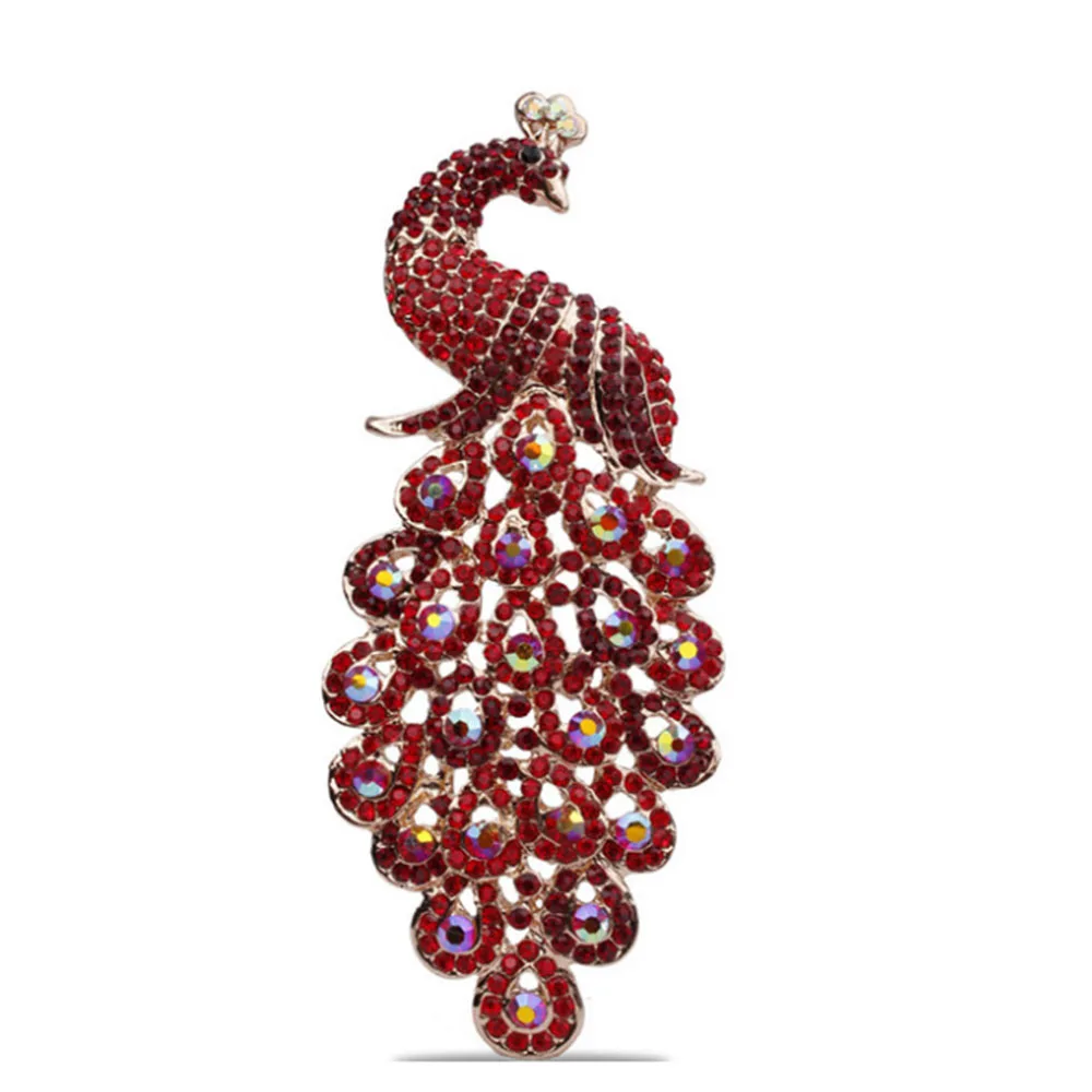 

Gorgeous Crystal Rhinestone Peacock Bird Fashion Jewelry Pin Brooch Red