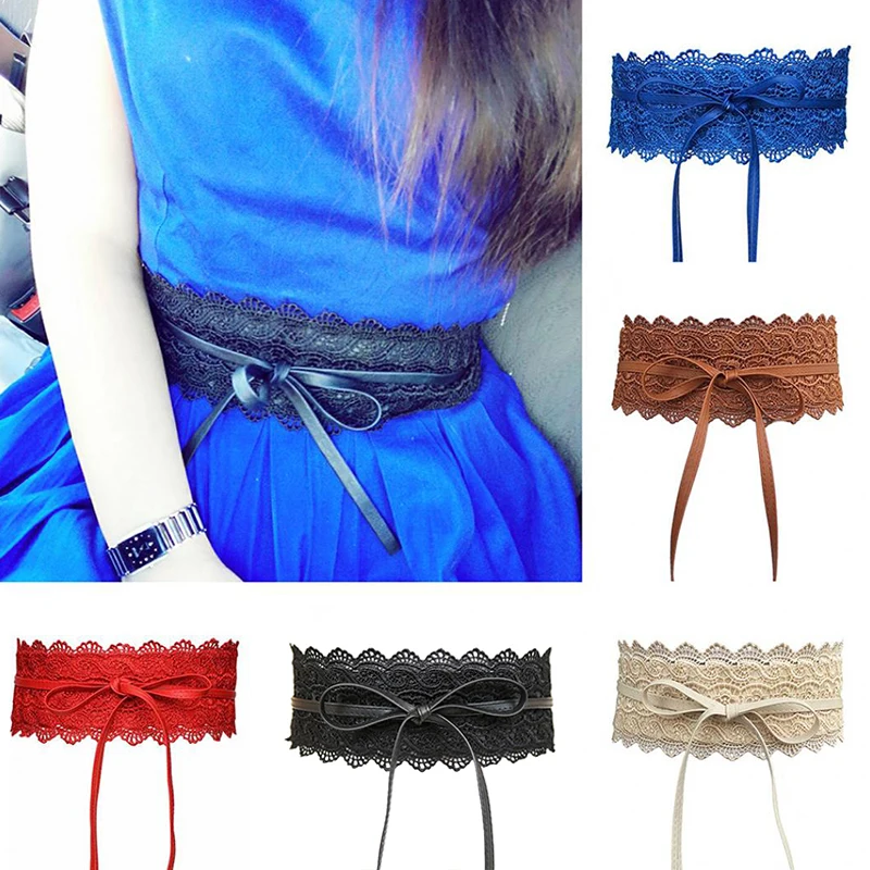 

1PCS women's multi-color optional solid color lace super wide belt sweet waist wide waist belt ladies clothing decorative belt