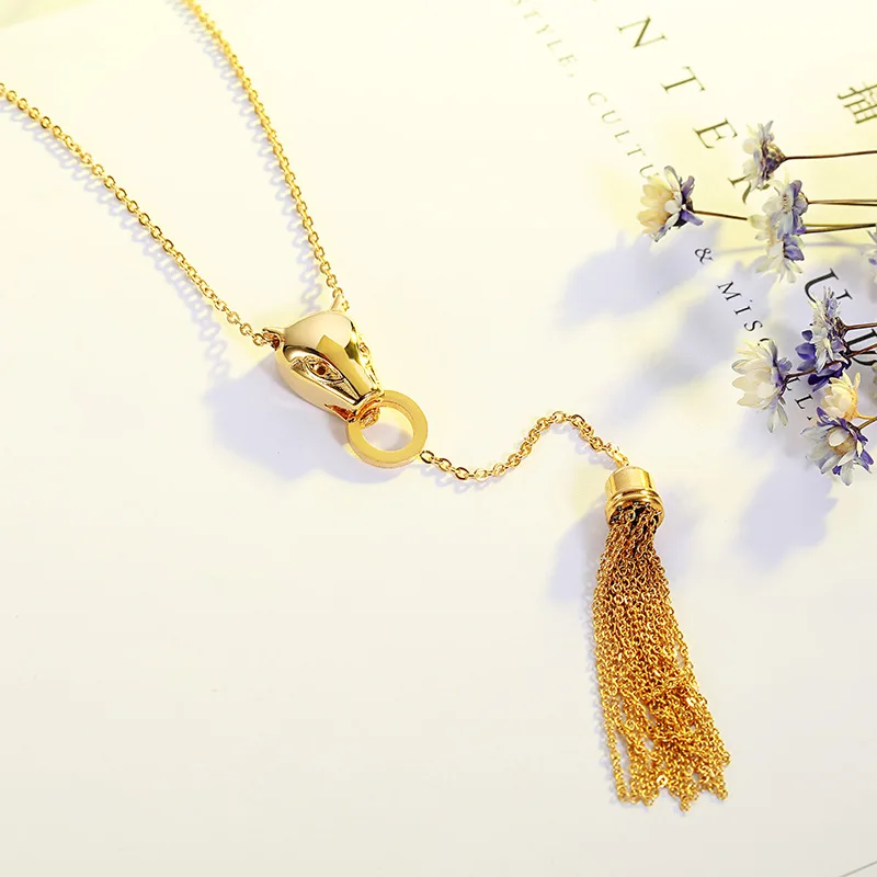 Tshou202 Новый головы леопарда бахрома свитер среднего размера цепи Женский Титан