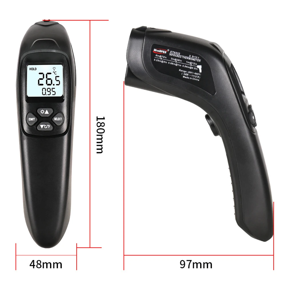 

ET6532 Infrared Thermometer Non-Contact 2 In 1 Multifunctional LCD Digatal Industrial Temperature Measurement Instrument
