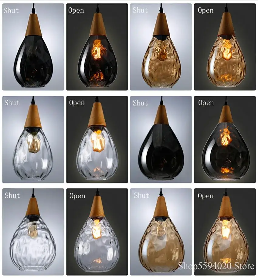 Nórdicos Loft Vintage colgante de cristal luces Led lámpara colgante de café decoración de la lámpara de suspensión luminaria Led Industrial lámpara