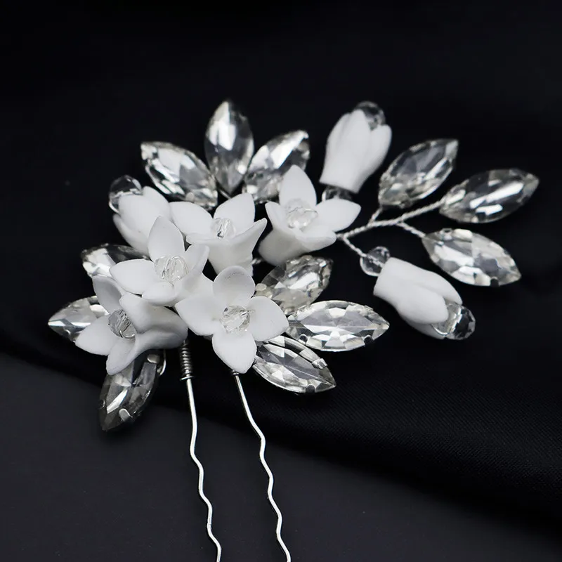 Керамическая заколка для волос с кристаллами и жемчугом|Украшения волос| |