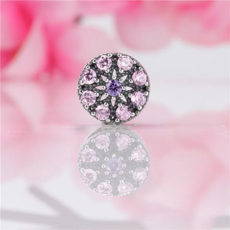 

Amas Authentic 925 Sterling Silver Hollow glittering round badge beads Fit Original Bracelet Pendant DIY Jewelry Charms Gift