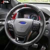 jho car artificial leather wear resistant hand stitched sewing steering wheel cover for ford explorer 2011 2018 13 14 15 16 17