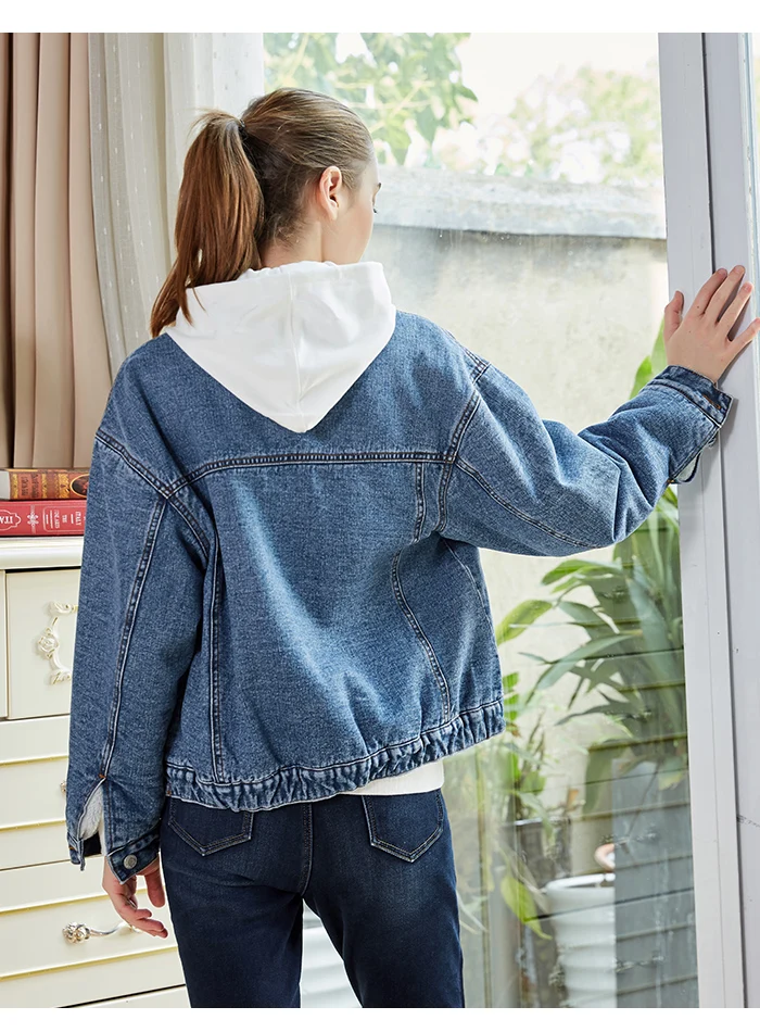 Женская теплая джинсовая куртка LEIJIJEANS, повседневная куртка из денима с начесом, новая модель 9250R большого размера на зиму