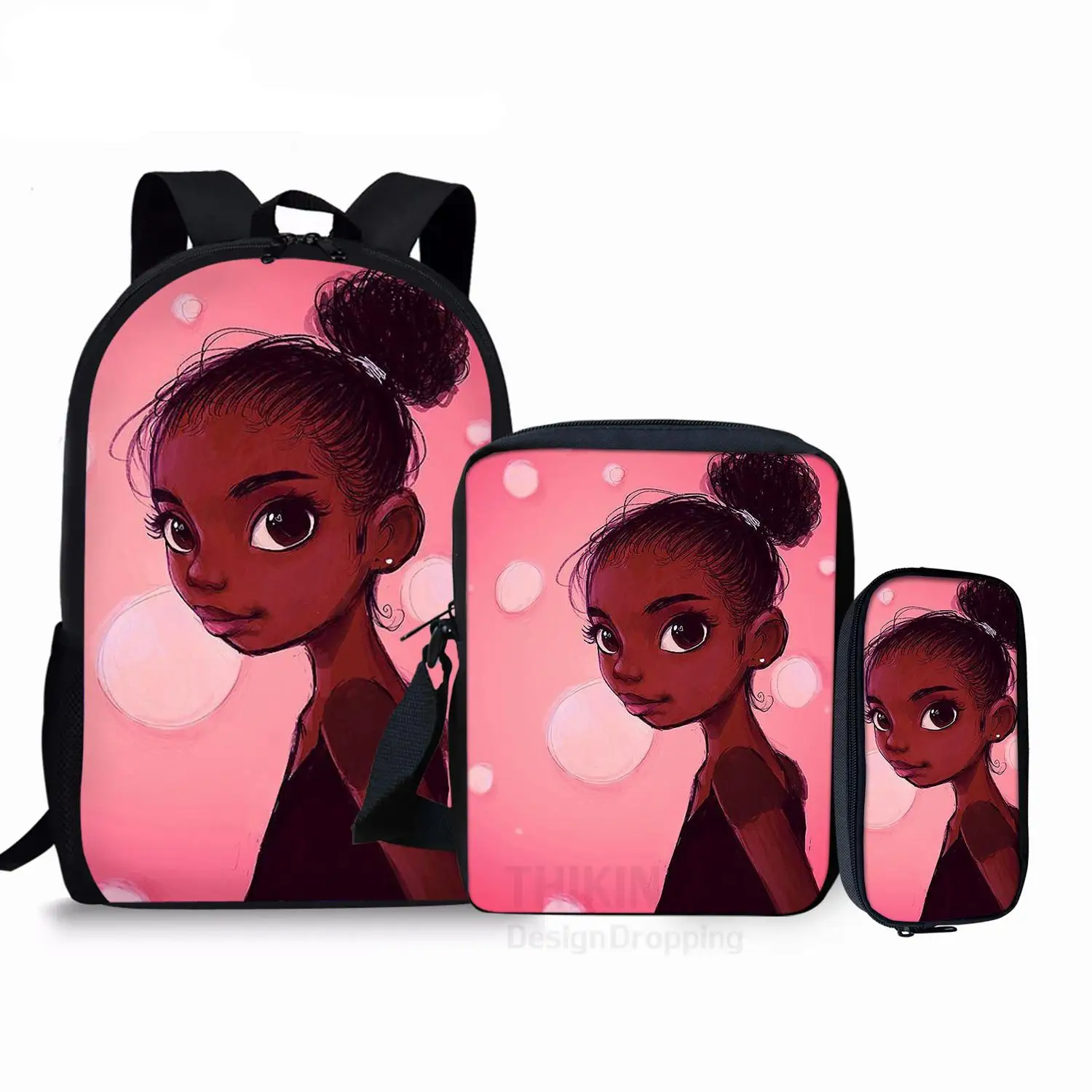 

African Toddler School Backpacks Cute Cartoon Black Girl Preschool Book Bags Kids Bagpack Shoulder Backpack Bags Satchel 2020