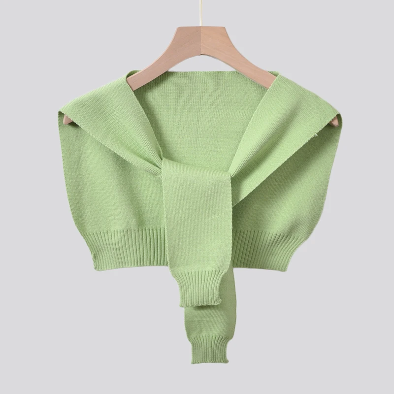 

Fashion Knitted False Collar Shawls Faux Cashmere Poncho 2021 Spring Navy Blue Small Cape Shoulder Wrap Knitted Scarf for Women