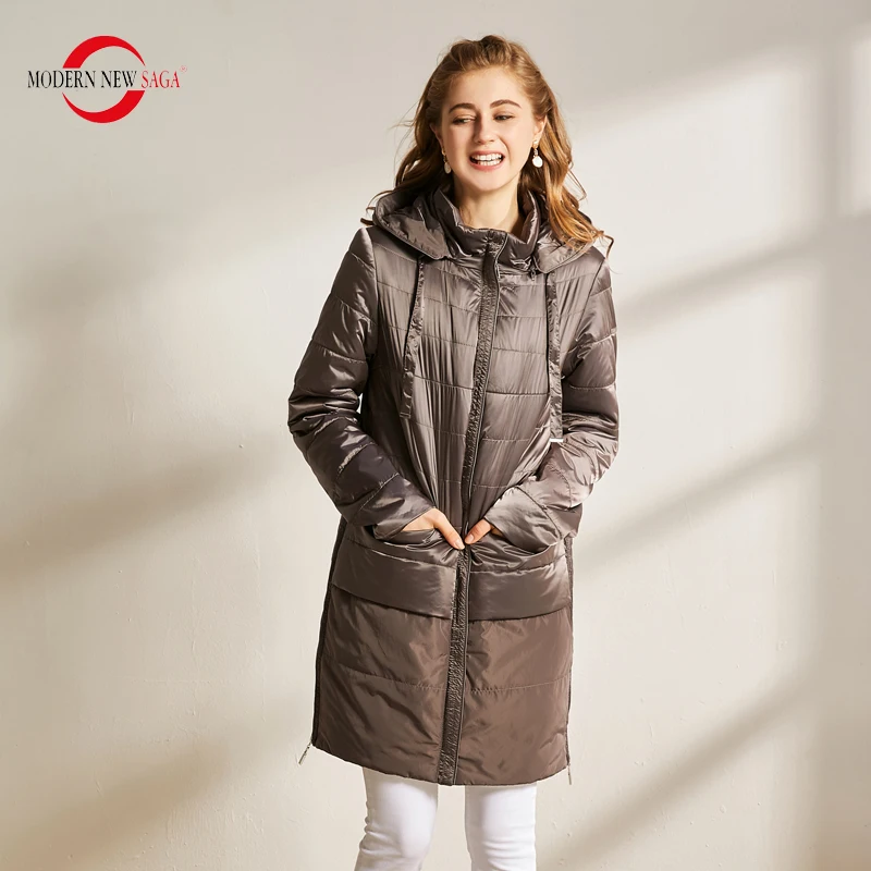 MODERN NEW SAGA 2020 Осеннее Женское Пальто Хлопковая Стеганая Куртка С Капюшоном