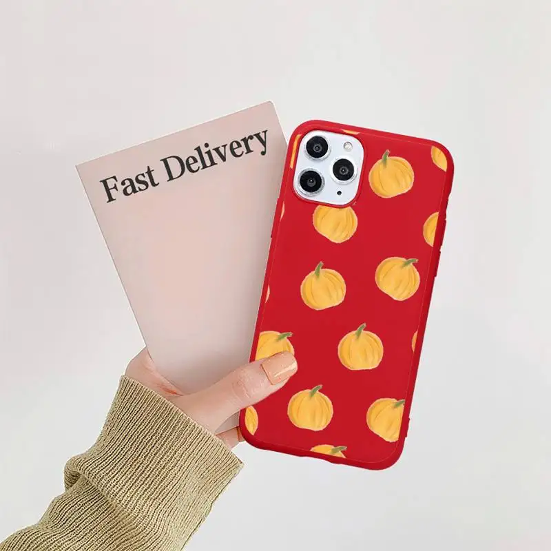 

Fallen leaves autumn pumpkin cartoon Phone Case Candy Color for iPhone 6 7 8 11 12 s mini pro X XS XR MAX Plus