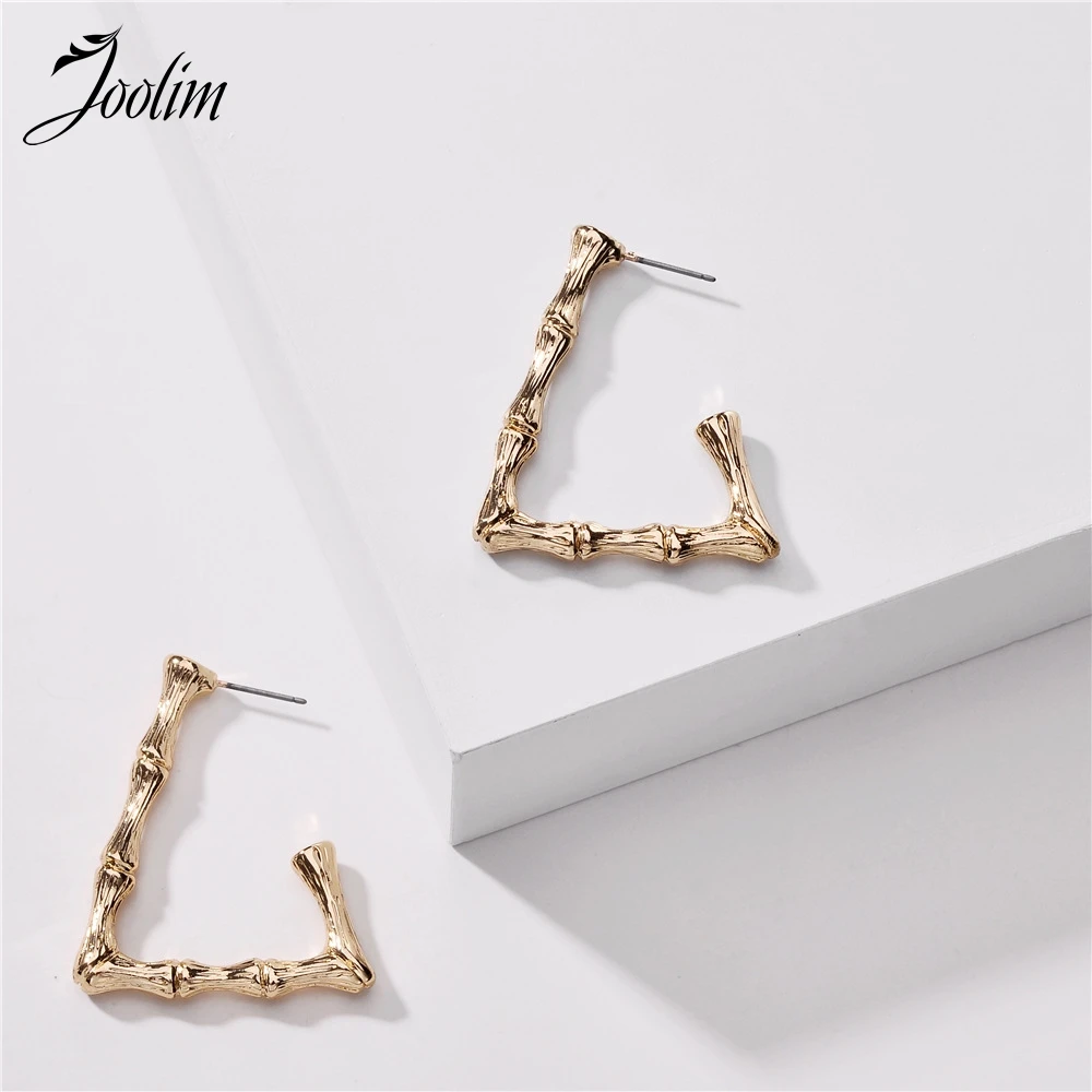 

Joolim Gold Color Bamboo Geometric Hoop Earring Stylish Earring