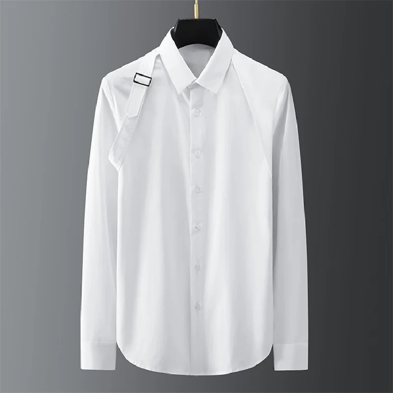 New style youth popular slim shirt personality long sleeve four seasons   S-6XL! Oversized custom men's shirts