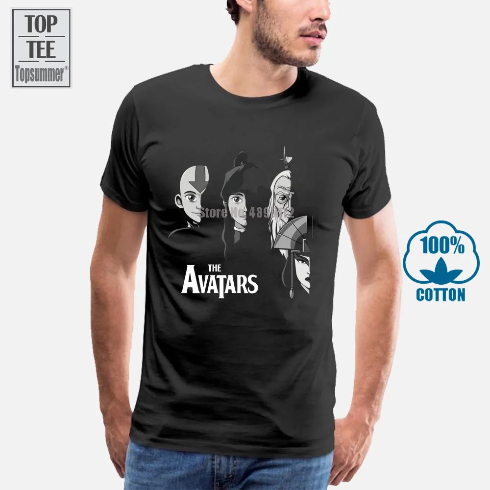 

The Avatars World On Fire The Last Airbender Black T-Shirt Aang Appa Momo S-3Xl Funny Design Tee Shirt