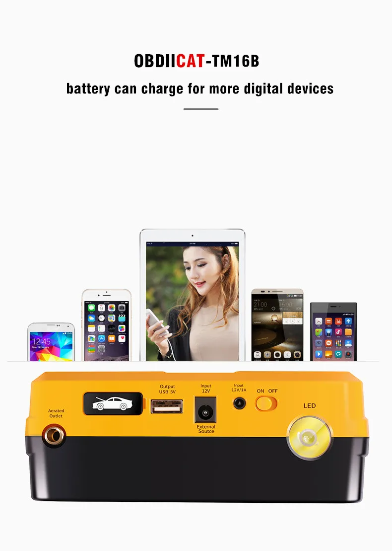 TM16B новейшее автомобильное пусковое устройство Power Bank зарядное усилитель