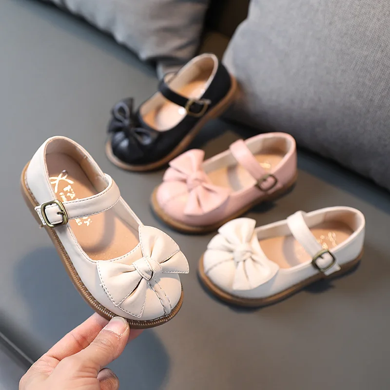 

Туфли для девочек бежевые свадебные туфли для подружки невесты туфли принцессы бабочки Мэри Джейн детские туфли на низком каблуке для дево...