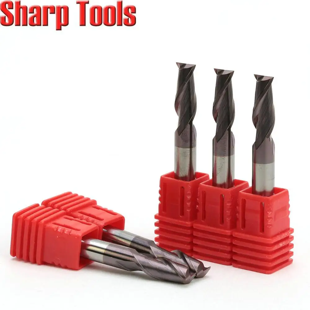 

6x15mm 2 Flutes Tungsten Milling Cutter Steel Metal Router Bits Spiral HRC45 Micro Grain Coated Carbide Face CNC Cutting Tools
