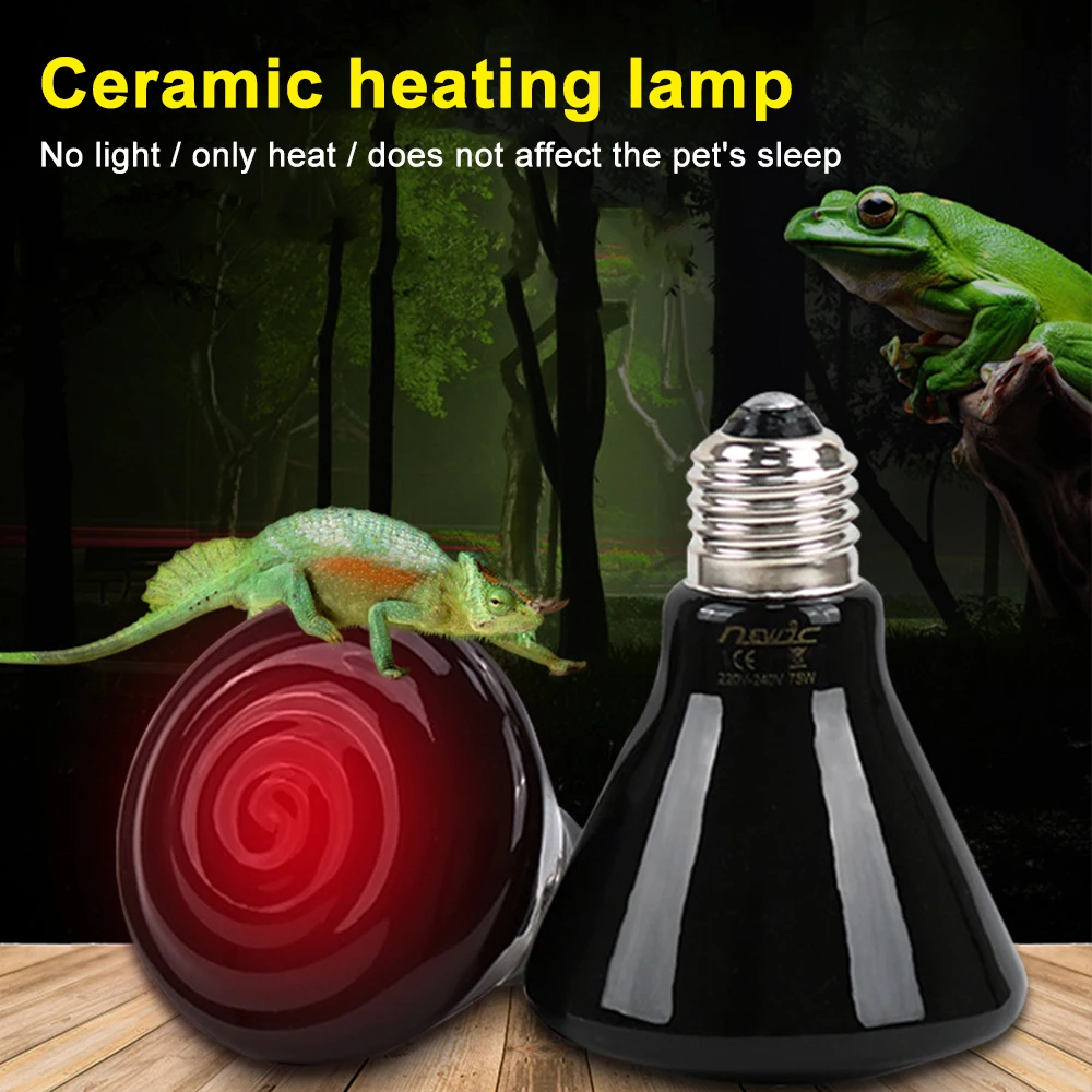 

Нагревательная лампа для домашних животных, 75 Вт/100 Вт/150 Вт, Черный Инфракрасный Керамический Излучатель, электронная лампа для домашних жи...