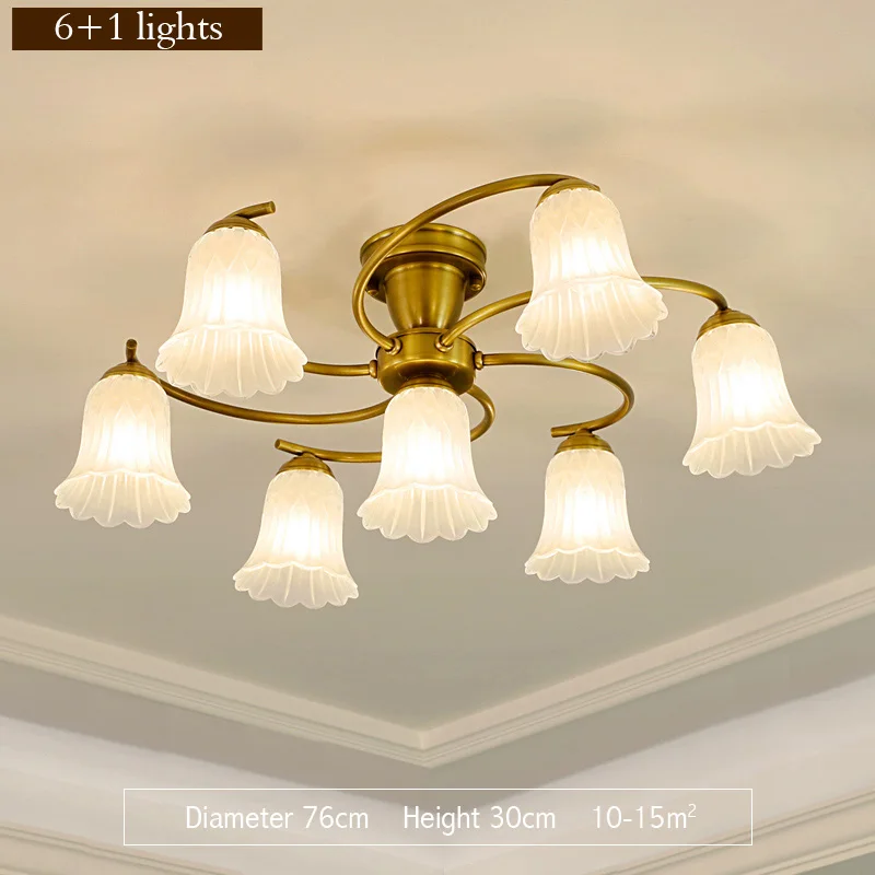 Ceiling-7Lights FSS современный романтический потолочный светильник в форме цветка светодиодный лампы роскошные медные Внутреннее освещение для спальни/гостиной E14 8 светильник s Новинка - Цвет корпуса: Ceiling-7Lights