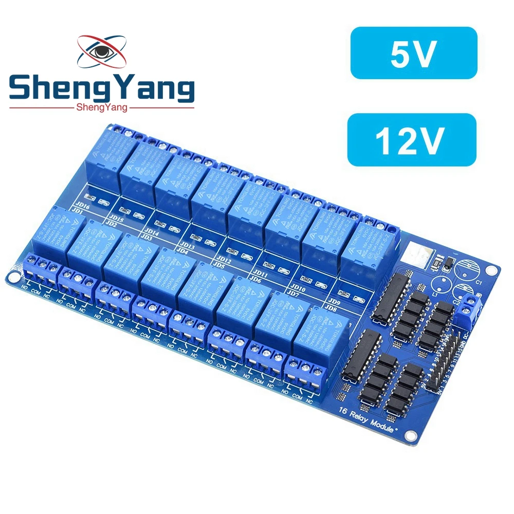 

1PCS ShengYang 5V 12V 16 Channel Relay Module for arduino ARM PIC AVR DSP Electronic Relay Plate Belt optocoupler isolation