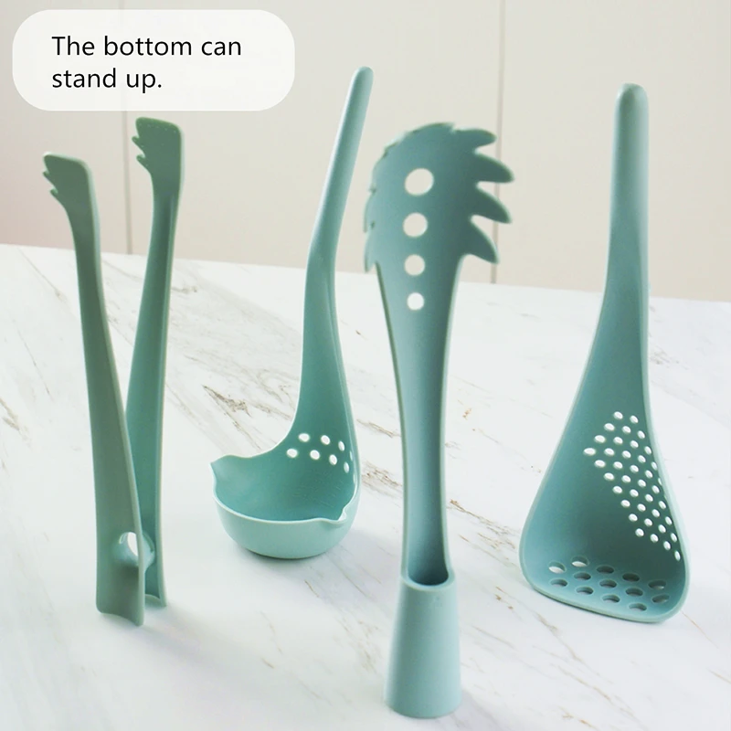 

4 Pcs Cooking Tools Set Premium Nylon Cooking Tools Accessories Kitchen Utensils Set Soup Spoon Strainer Pasta Server Food Clip