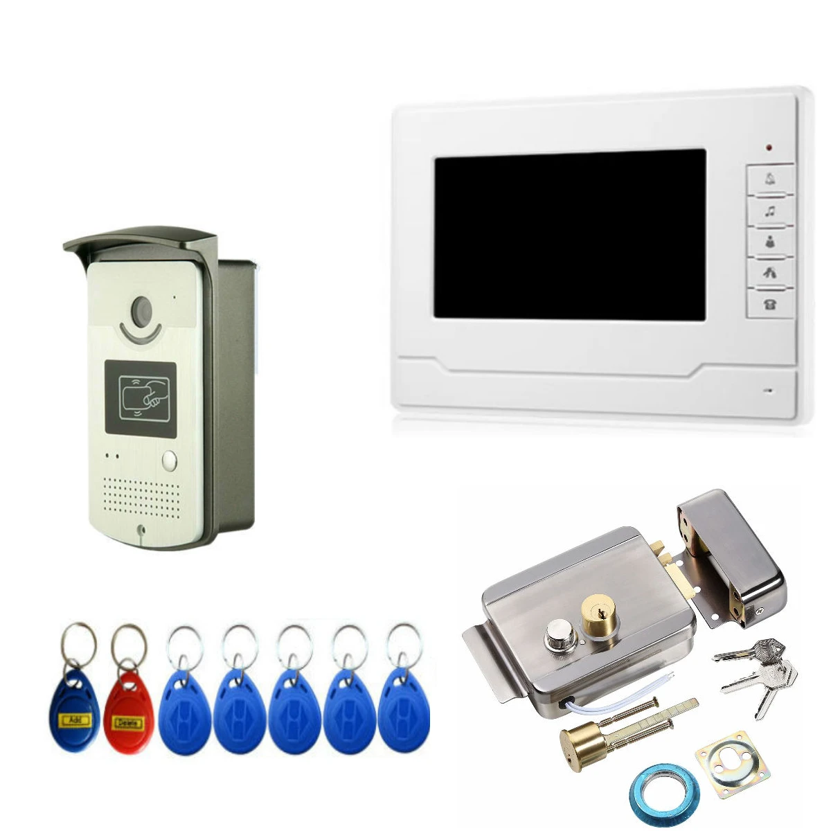 7 Inch Video Door Phone Doorbell Intercom Kit Doorbell Wired Video Intercom System Color Monitor and HD Door Camera