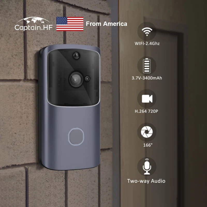 US Captain M10 720p WiFi Smart Video Doorbell with Remote Control Wireless Ultra Low Power Quick Start Intercom | Безопасность и