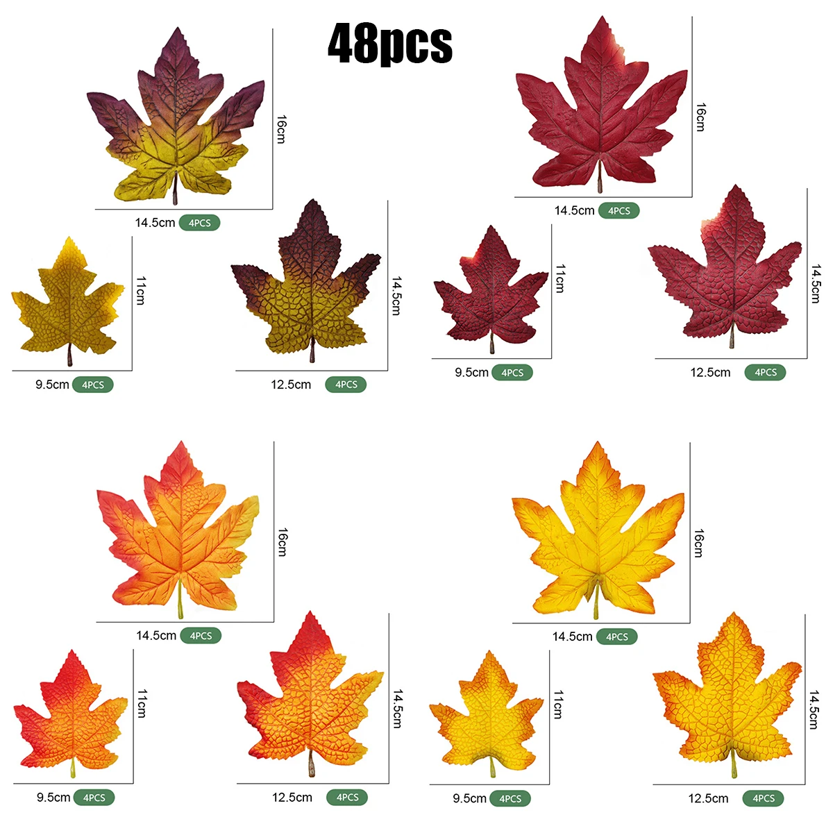 

48Pcs Autumn Maple Leaf Fall Fake Silk Leaves Craft Wedding Party XMAS Decor Autumn Displays Thanksgiving