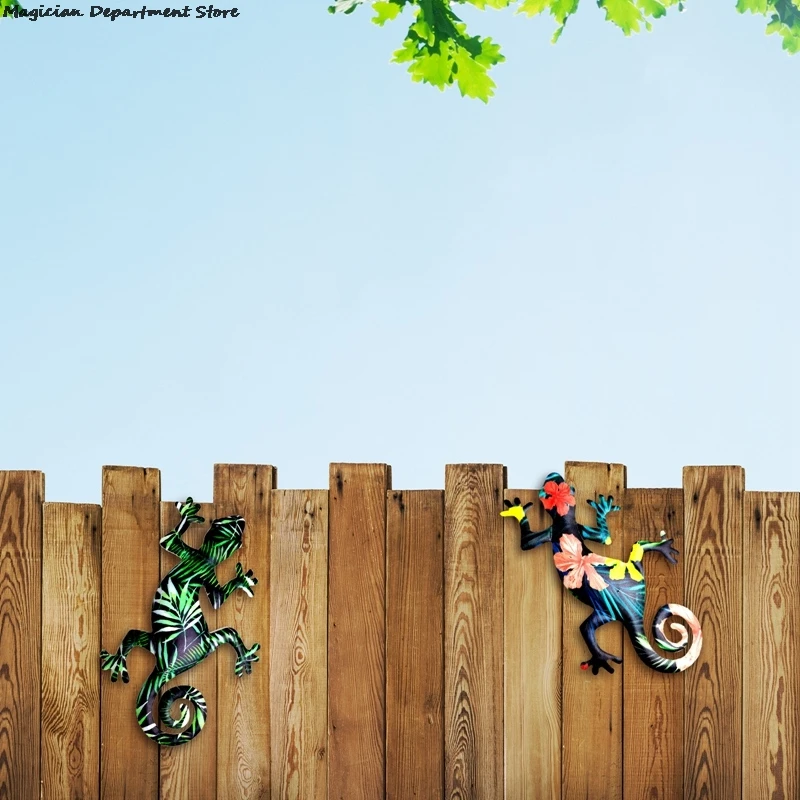 

Кованый железный цветок Gecko забор настенный подвесной индонезийский стиль наружное внутреннее украшение подвеска имитация Gecko Двор Настен...