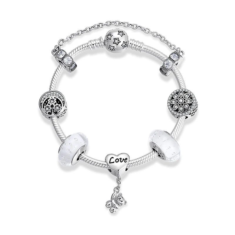 Женский браслет из серебра 925 пробы с бусинами муранского стекла | Украшения и