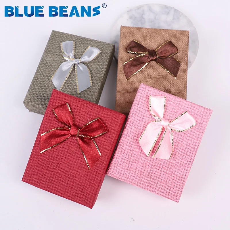 For Engagement Ring Earrings Necklace Bracelet Bowknot Box Earrings Bracelets Red Brown Boxes Shape Gift Packing