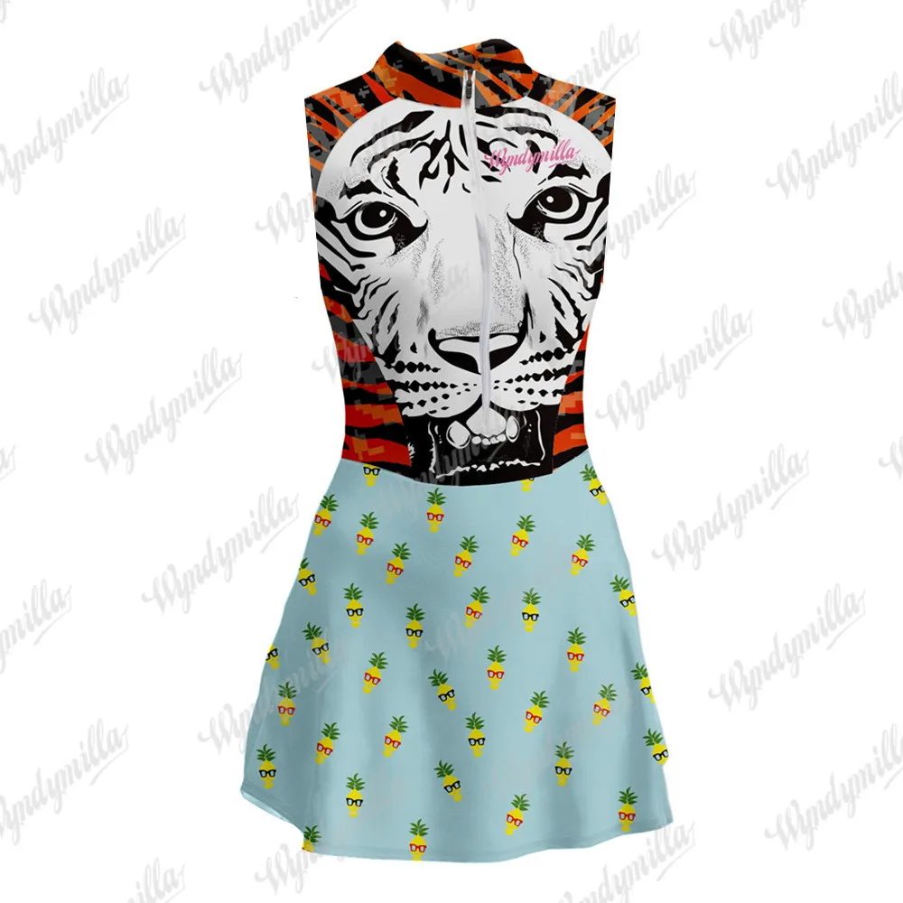 

Macaquinho Saia Women's Cycling Running Vest Tights Dress Vestidinho Triathlon Sleeveless Little Monkey Trisuits Bike Suit