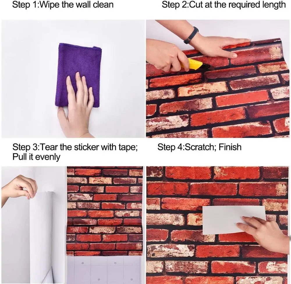 

Self-adhesive Artificial 3D Red Brick Removable Waterproof Wallpapers Vinyl Living Room Background Home Decoration Wallpapers