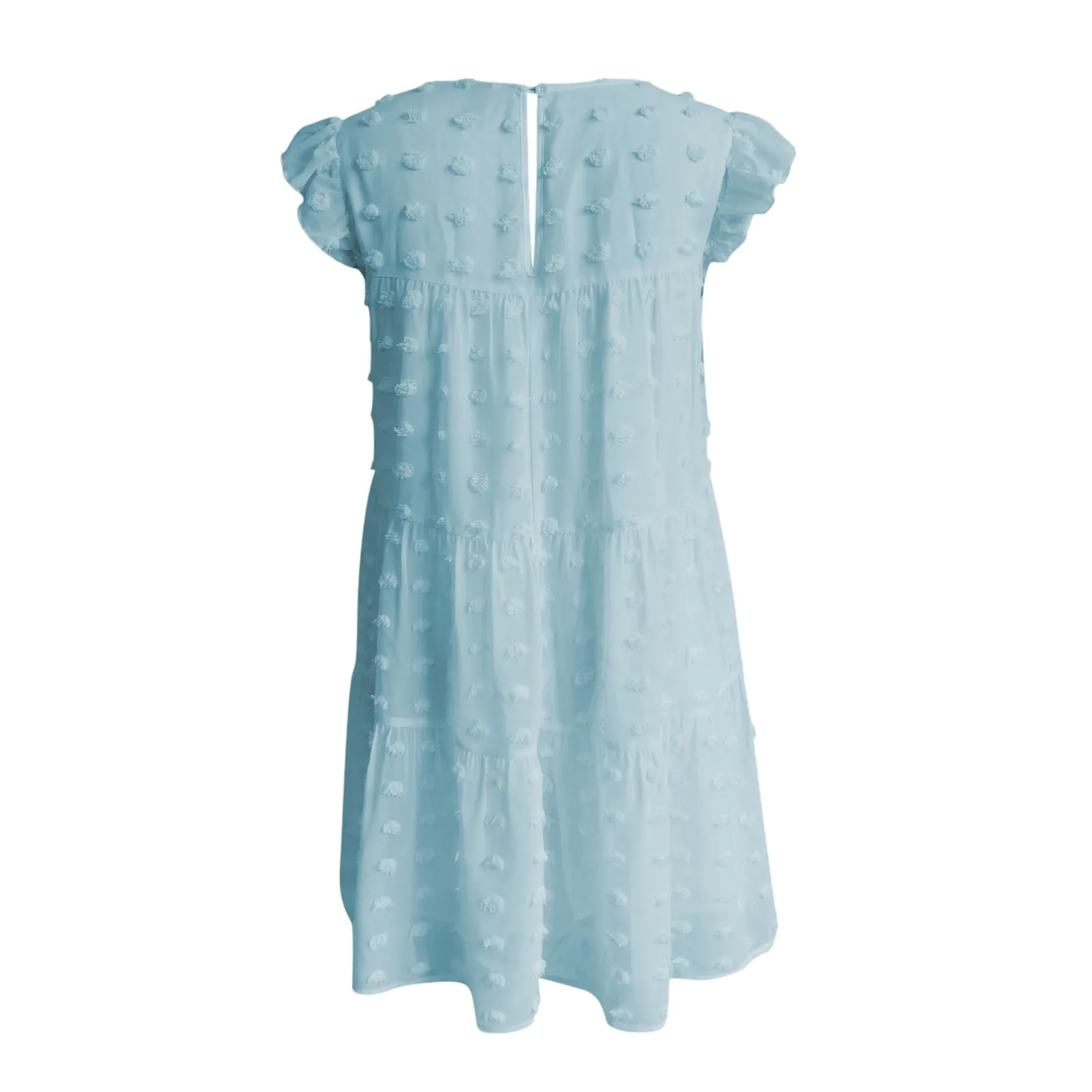 

Women Summer Beach Sundress Loose Solid Color Fly Sleeve Round Neck Mini Dress Ladies Casual Dress for Travel Holiday 2021Hot#G