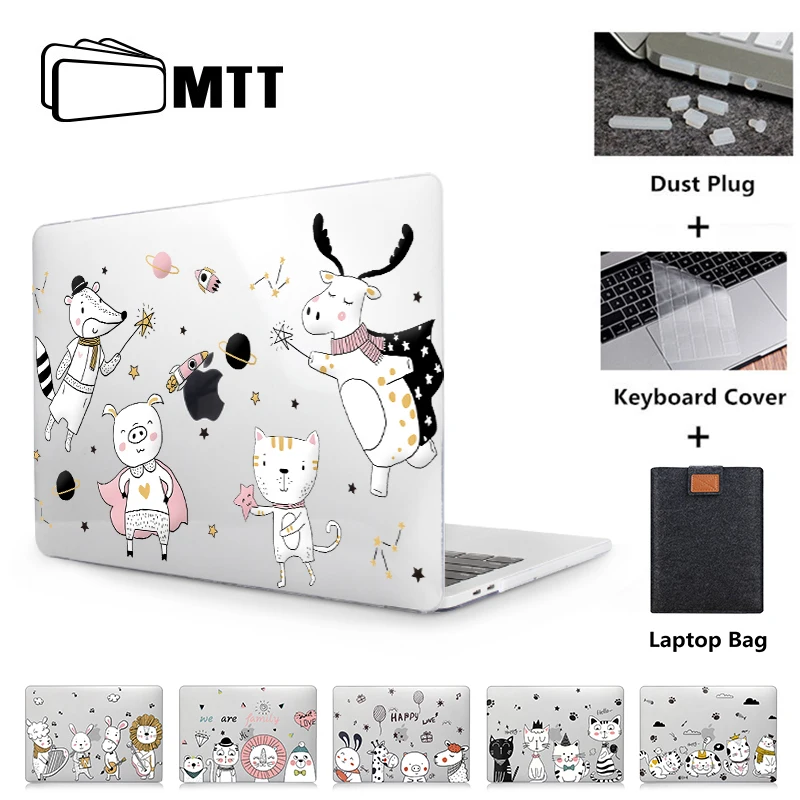 MTT милый мультяшный чехол для macbook air Pro retina 11 12 13 15 Touch Bar Кристальный жесткий чехол для macbook air 13 дюймов чехол для ноутбука
