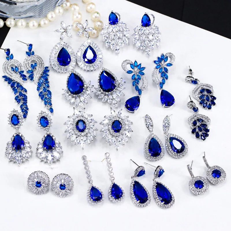 Pera классические свадебные серьги в форме маркизы с кубическим цирконием Длинные