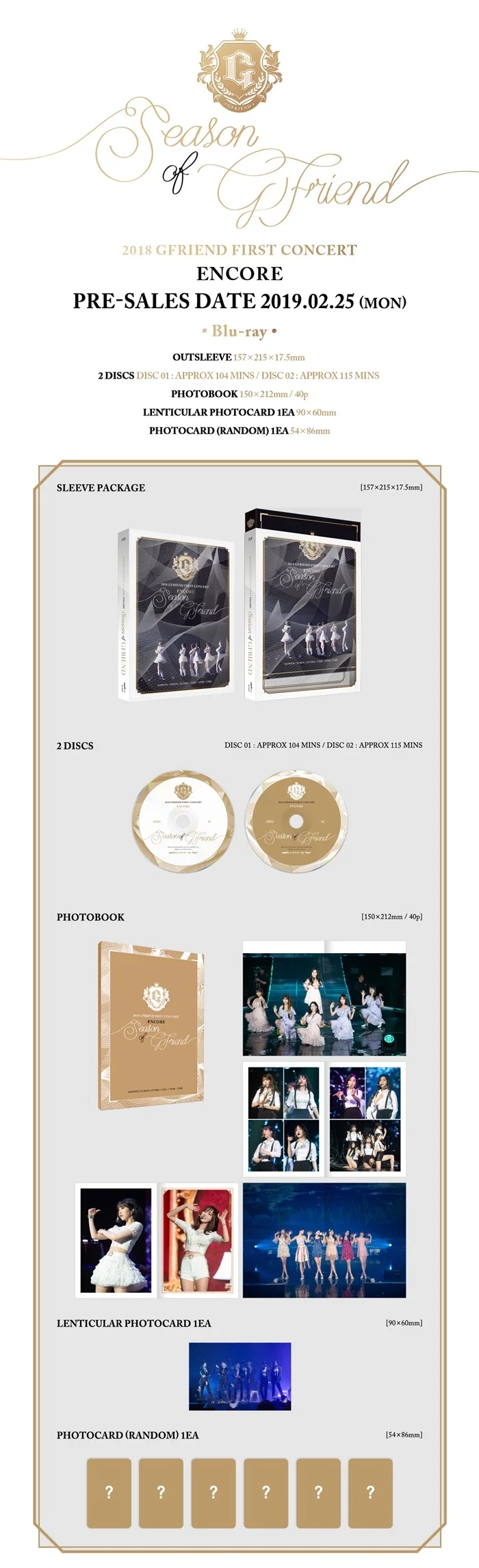 [MYKPOP]~ 100% Официальный оригинал ~ 2018 GFRIEND первый концертный бис: сезон DVD/Blu-Ray-SA19091001 |