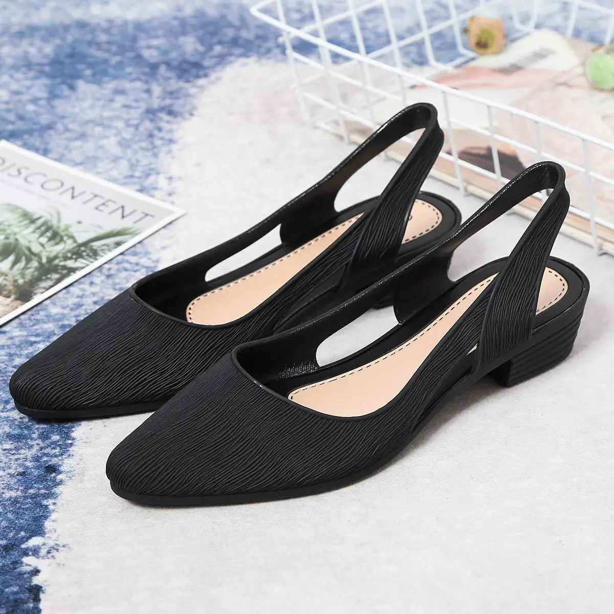 

Summer Women's Sandals Fashion Jelly Shoes Thick Heel Anti Slip Shallow Mouth Casual Middle Heel Waterproof Simple Easy Carry